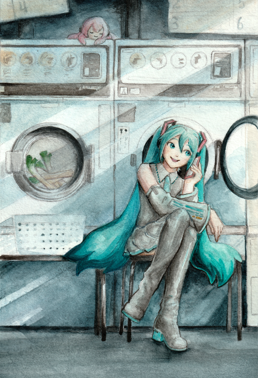 Miku at the Laundromat